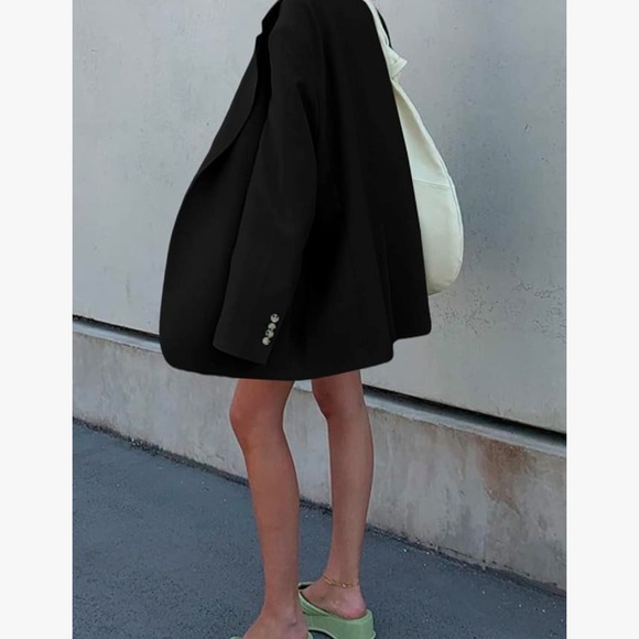 Women Casual Elegant Oversized Lapel Blazer Solid Work Office Jacket Blazer - Picture 3 of 4